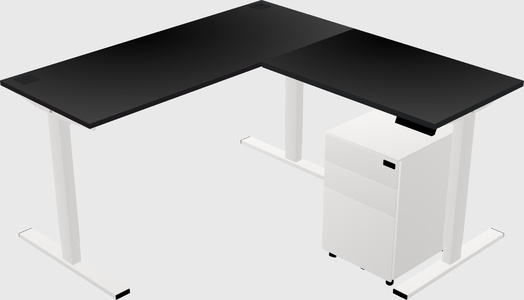 Sit-to-stand l-shaped desk