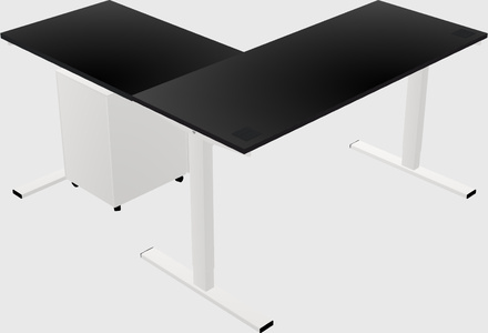 Sit-to-stand l-shaped desk