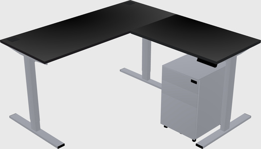 Sit-to-stand l-shaped desk
