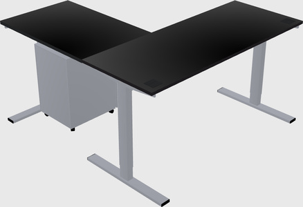 Sit-to-stand l-shaped desk