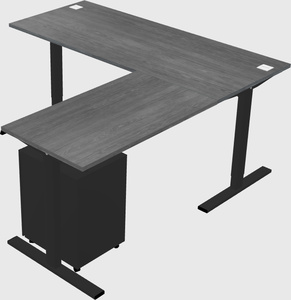 Sit-to-stand l-shaped desk