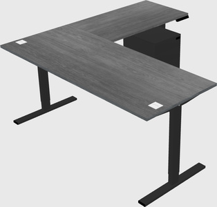 Sit-to-stand l-shaped desk