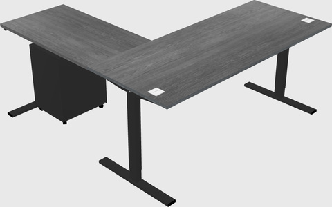 Sit-to-stand l-shaped desk