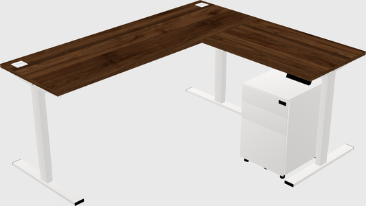 Sit-to-stand l-shaped desk