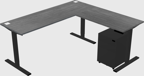 Sit-to-stand l-shaped desk