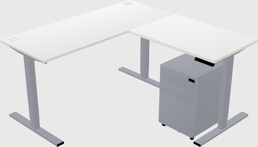 Sit-to-stand l-shaped desk