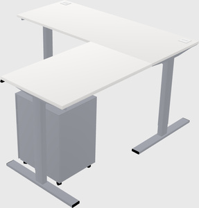 Sit-to-stand l-shaped desk