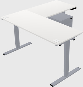 Sit-to-stand l-shaped desk