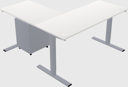 Sit-to-stand l-shaped desk