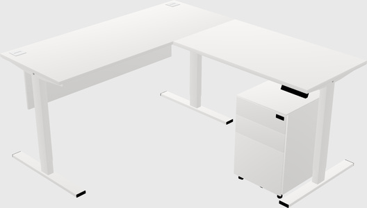 Sit-to-stand l-shaped desk