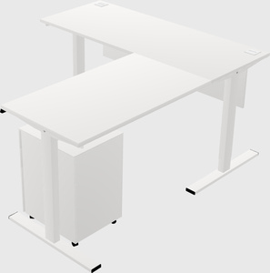 Sit-to-stand l-shaped desk