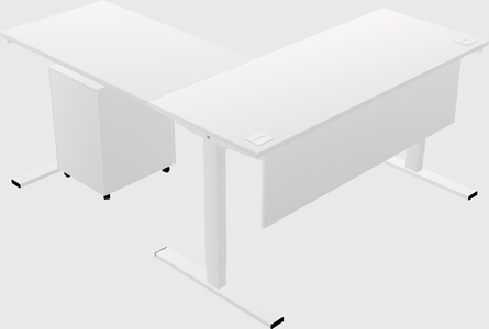 Sit-to-stand l-shaped desk