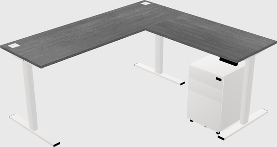 Sit-to-stand l-shaped desk