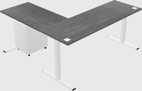 Sit-to-stand l-shaped desk