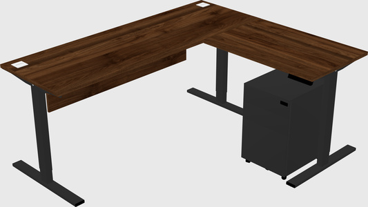 Sit-to-stand l-shaped desk
