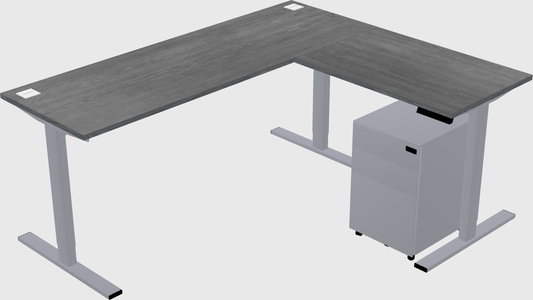 Sit-to-stand l-shaped desk