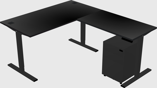 Sit-to-stand l-shaped desk