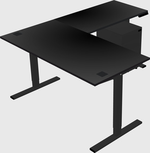 Sit-to-stand l-shaped desk