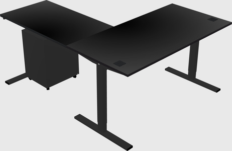 Sit-to-stand l-shaped desk