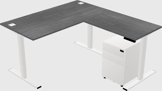 Sit-to-stand l-shaped desk