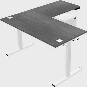 Sit-to-stand l-shaped desk