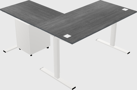 Sit-to-stand l-shaped desk