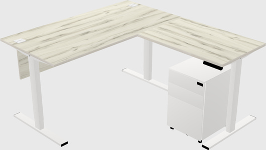 Sit-to-stand l-shaped desk