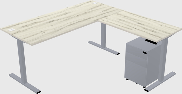 Sit-to-stand l-shaped desk