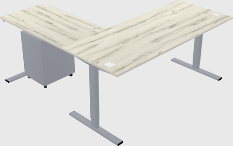 Sit-to-stand l-shaped desk