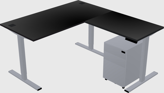 Sit-to-stand l-shaped desk