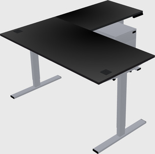 Sit-to-stand l-shaped desk