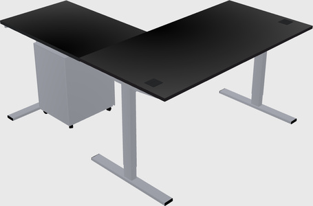 Sit-to-stand l-shaped desk