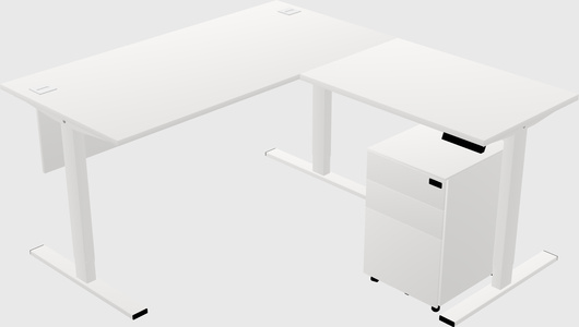 Sit-to-stand l-shaped desk