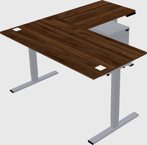 Sit-to-stand l-shaped desk