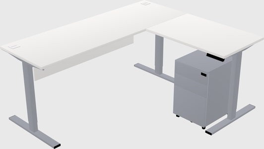 Sit-to-stand l-shaped desk