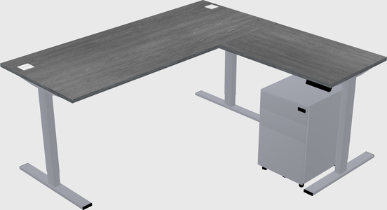 Sit-to-stand l-shaped desk