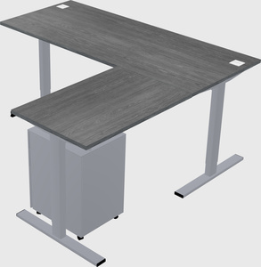 Sit-to-stand l-shaped desk