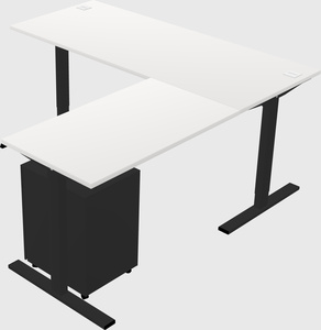Sit-to-stand l-shaped desk