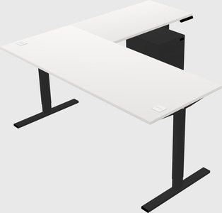 Sit-to-stand l-shaped desk