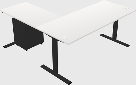 Sit-to-stand l-shaped desk
