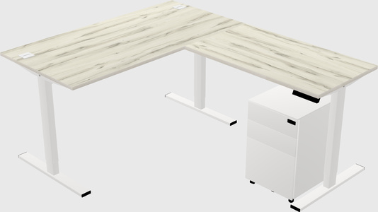 Sit-to-stand l-shaped desk