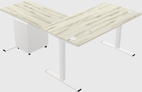 Sit-to-stand l-shaped desk