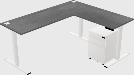 Sit-to-stand l-shaped desk