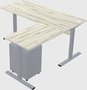 Sit-to-stand l-shaped desk