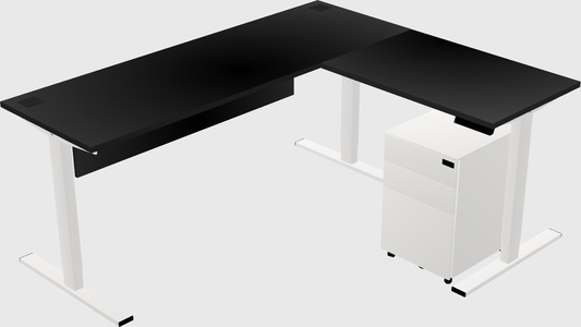 Sit-to-stand l-shaped desk