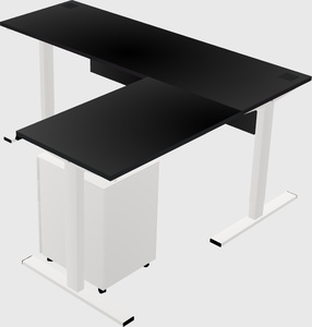 Sit-to-stand l-shaped desk