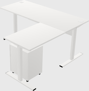 Sit-to-stand l-shaped desk