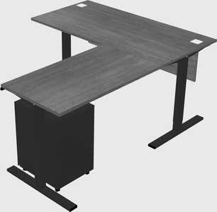 Sit-to-stand l-shaped desk