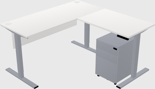 Sit-to-stand l-shaped desk