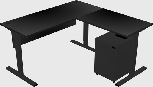 Sit-to-stand l-shaped desk